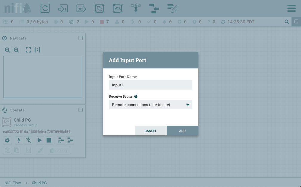 添加站点到站点输入端口